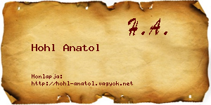 Hohl Anatol névjegykártya